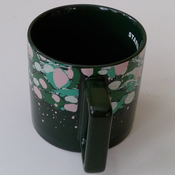 Starbucks Venetian Marble Forest Green + Pink Mug - Picture 2 of 8